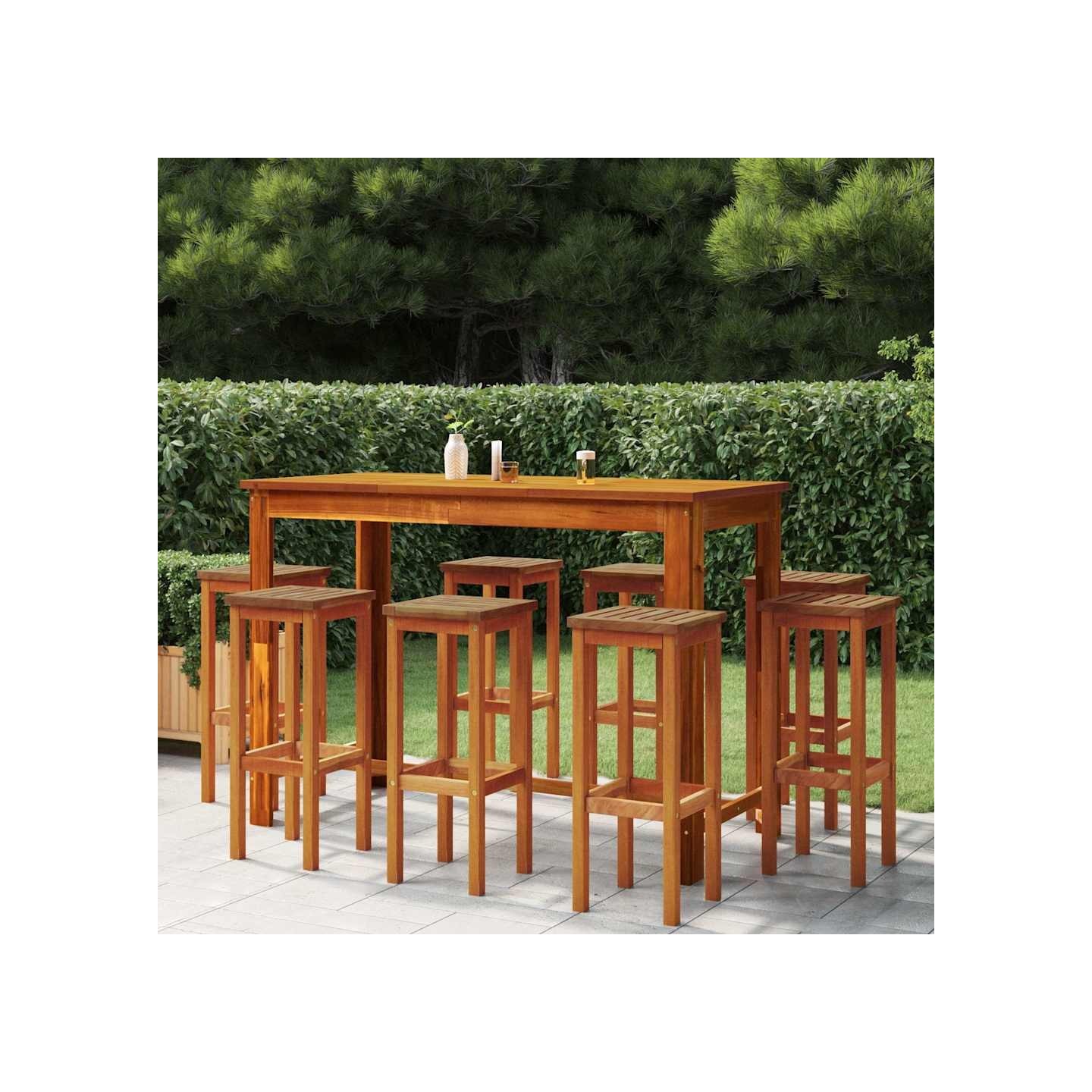 Ensemble de bar de jardin 9 pcs Bois d'acacia solide