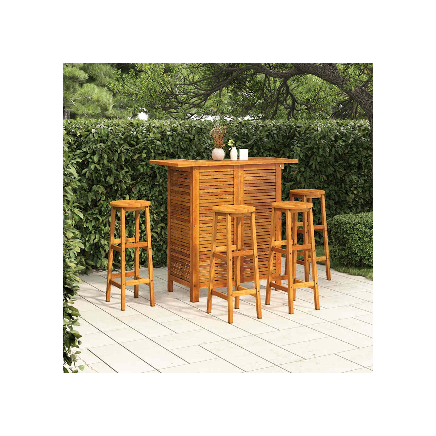 Ensemble de bar de jardin 5 pcs Bois d'acacia solide