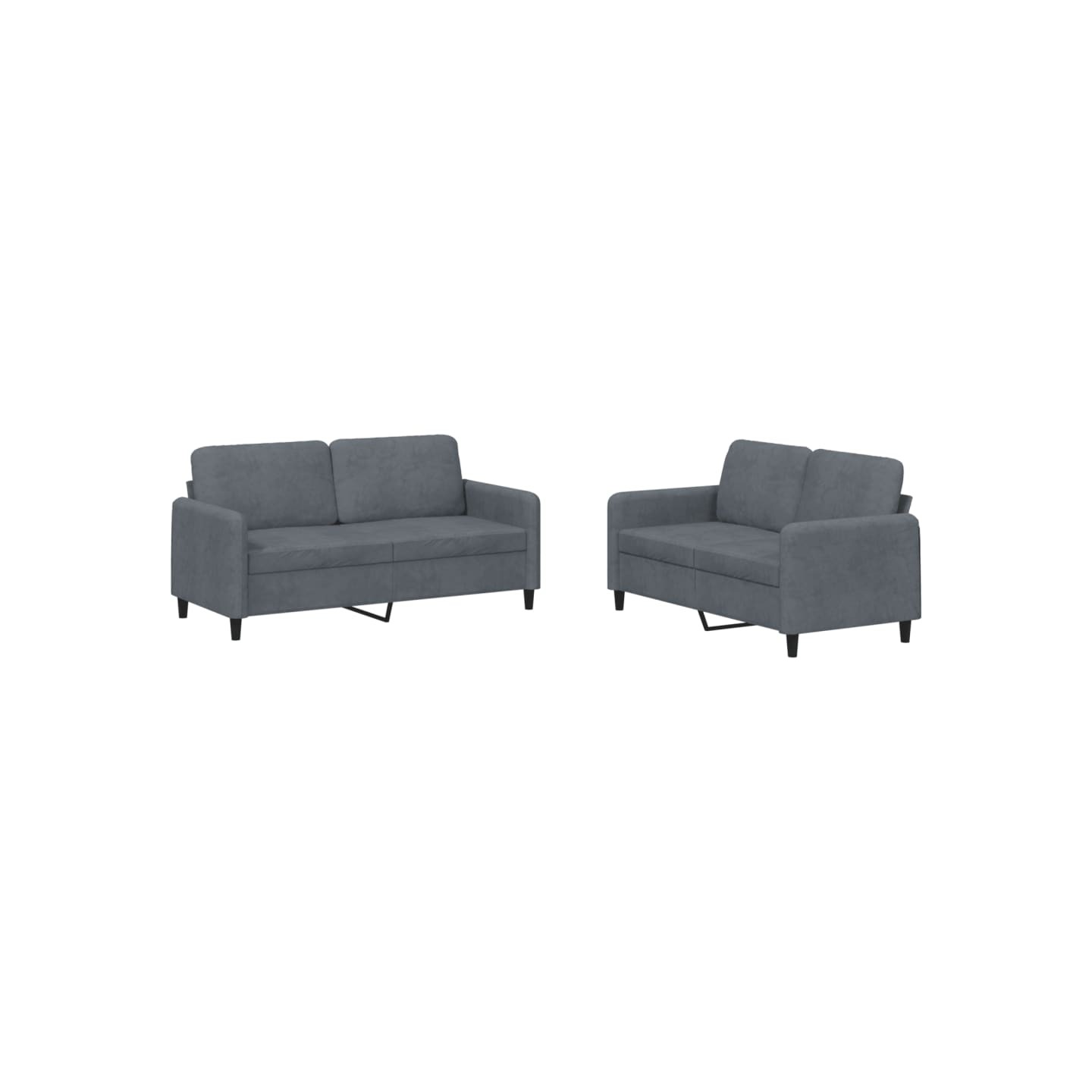 Ensemble de canapés 2 pcs gris foncé velours
