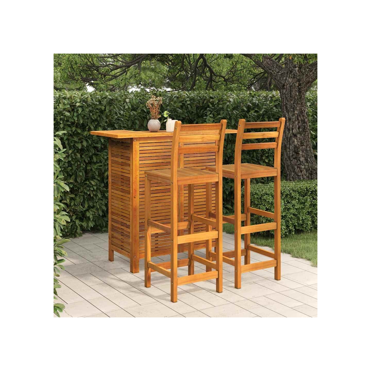 Ensemble de bar de jardin 3 pcs Bois d'acacia solide