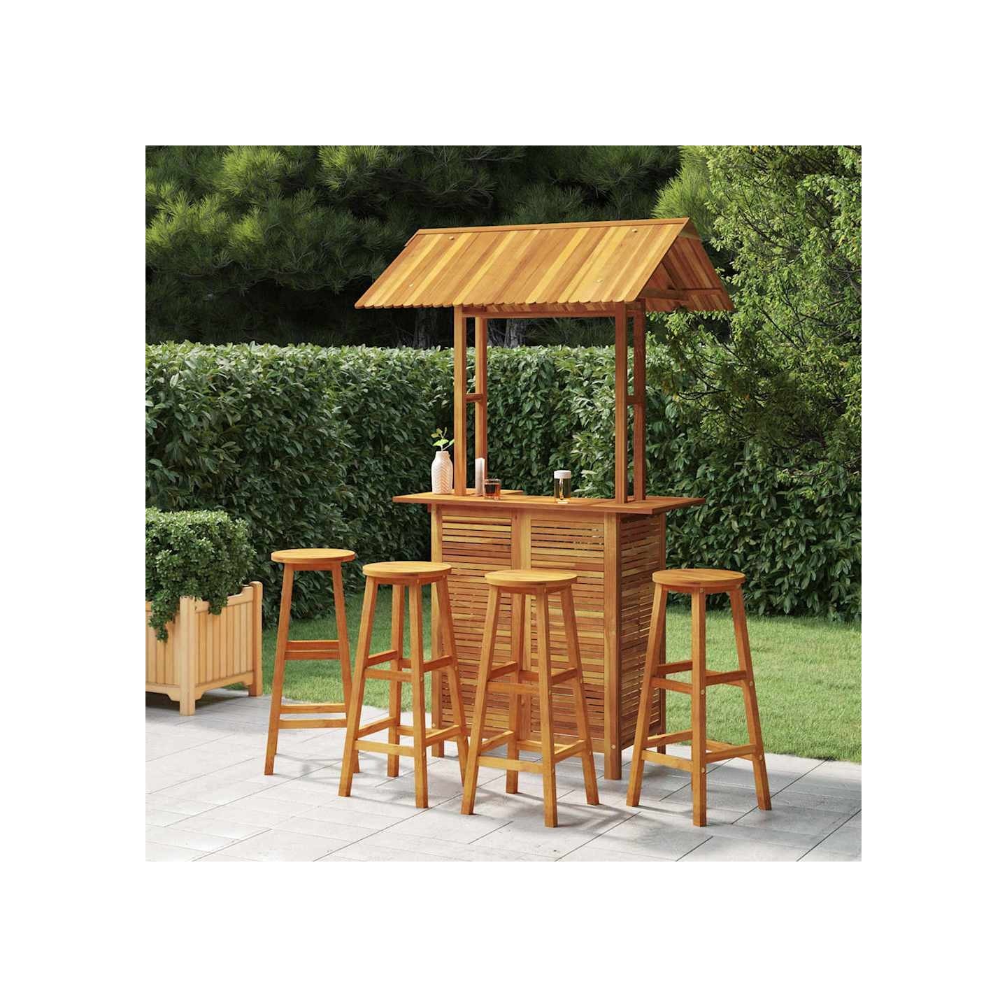 Ensemble de bar de jardin 5 pcs Bois d'acacia solide