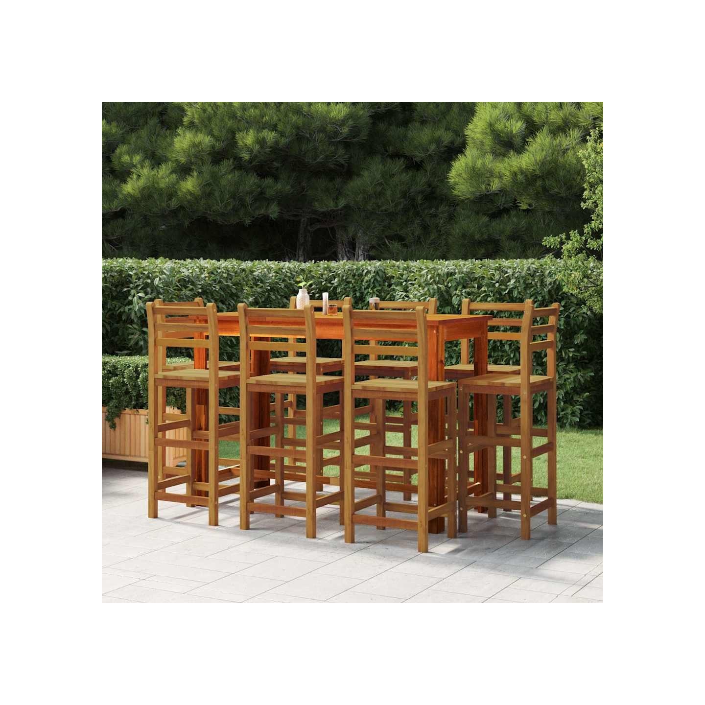 Tabourets de bar lot de 8 bois massif d'acacia