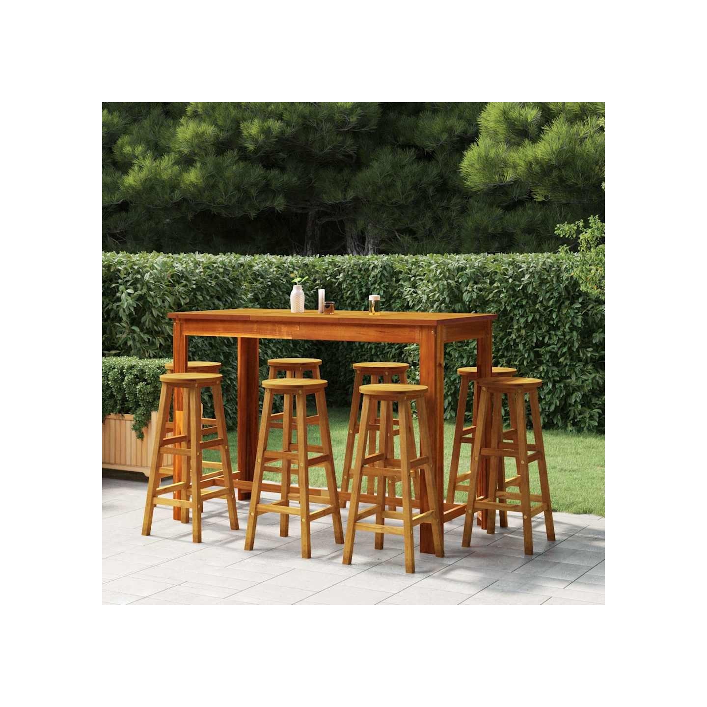 Ensemble de bar de jardin 9 pcs Bois d'acacia solide