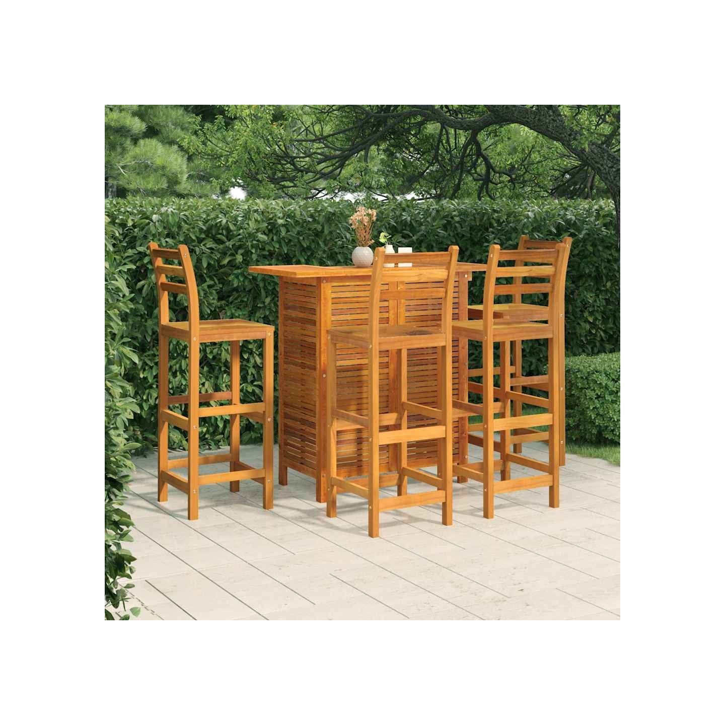 Ensemble de bar de jardin 5 pcs Bois d'acacia solide
