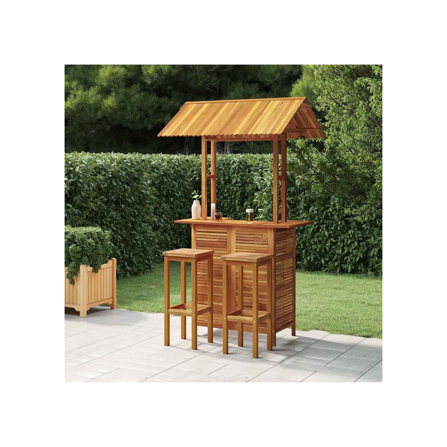 Ensemble de bar de jardin 3 pcs Bois d'acacia solide