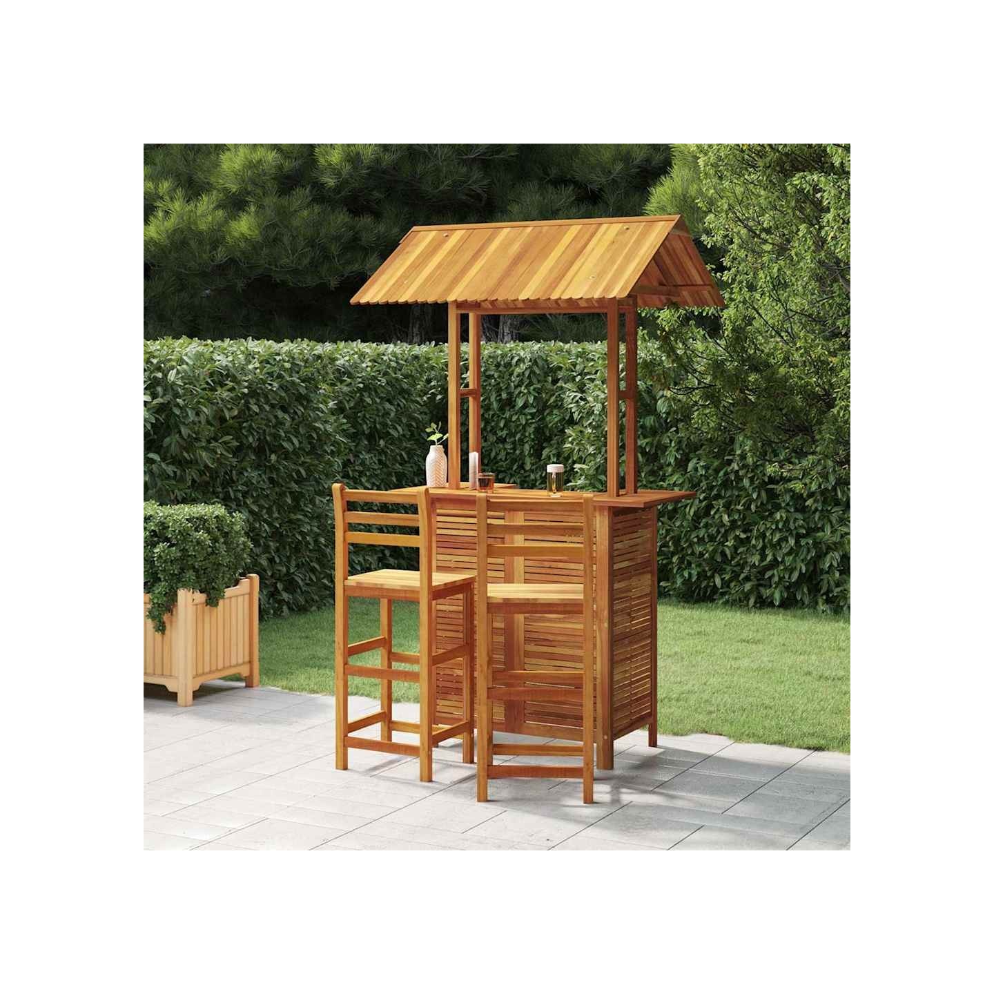 Ensemble de bar de jardin 3 pcs Bois d'acacia solide