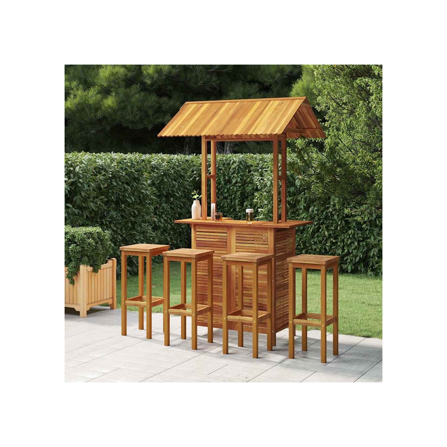 Ensemble de bar de jardin 5 pcs Bois d'acacia solide