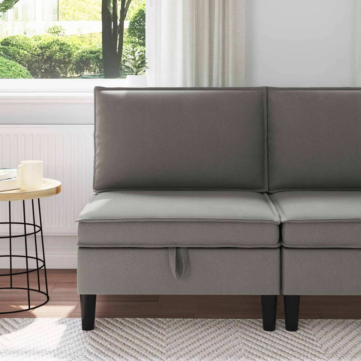 Canapé central avec rangement Gris foncé 70 x 70 x 82 cm