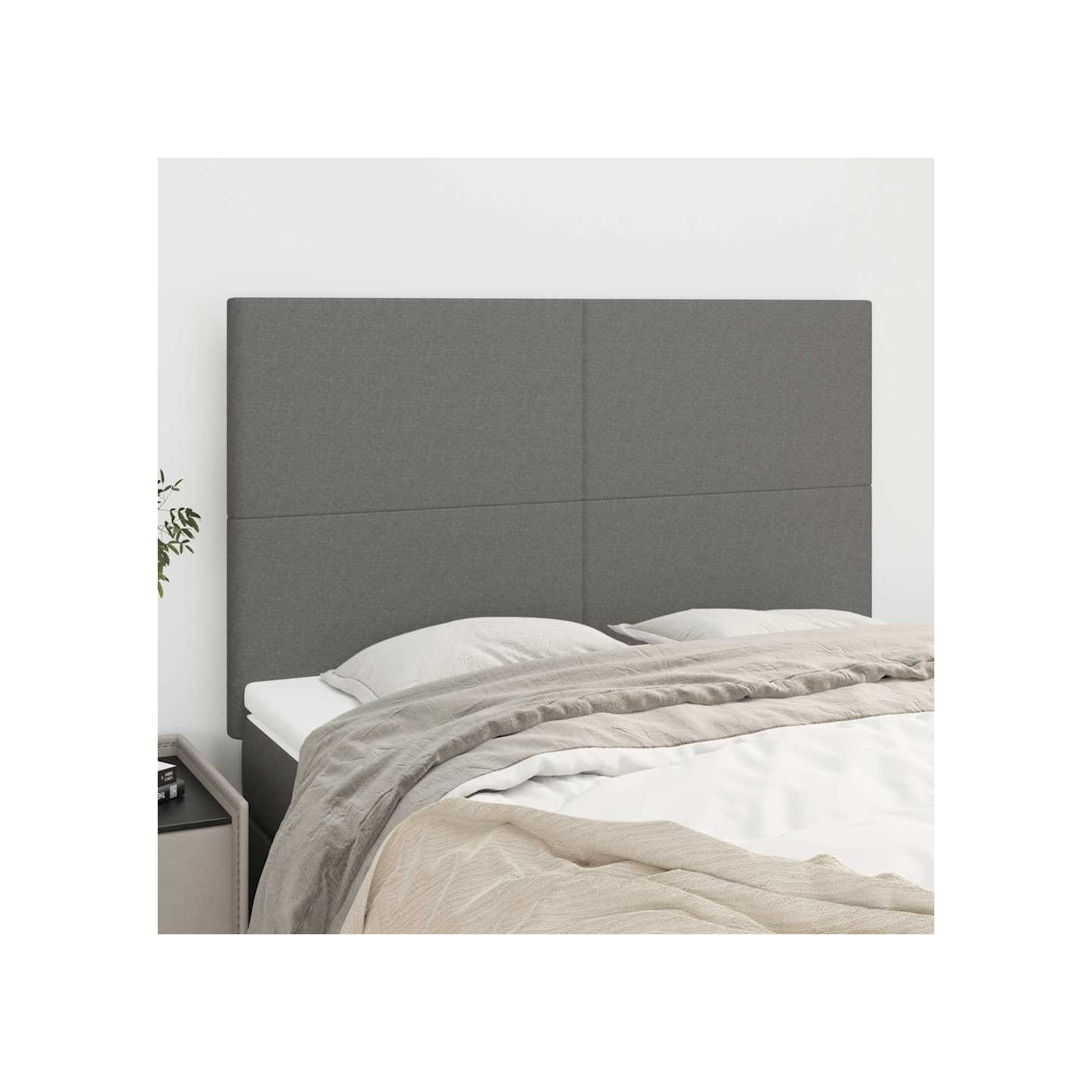 Tête de lit Gris foncé 144 x 5 x 118/128 cm Tissu