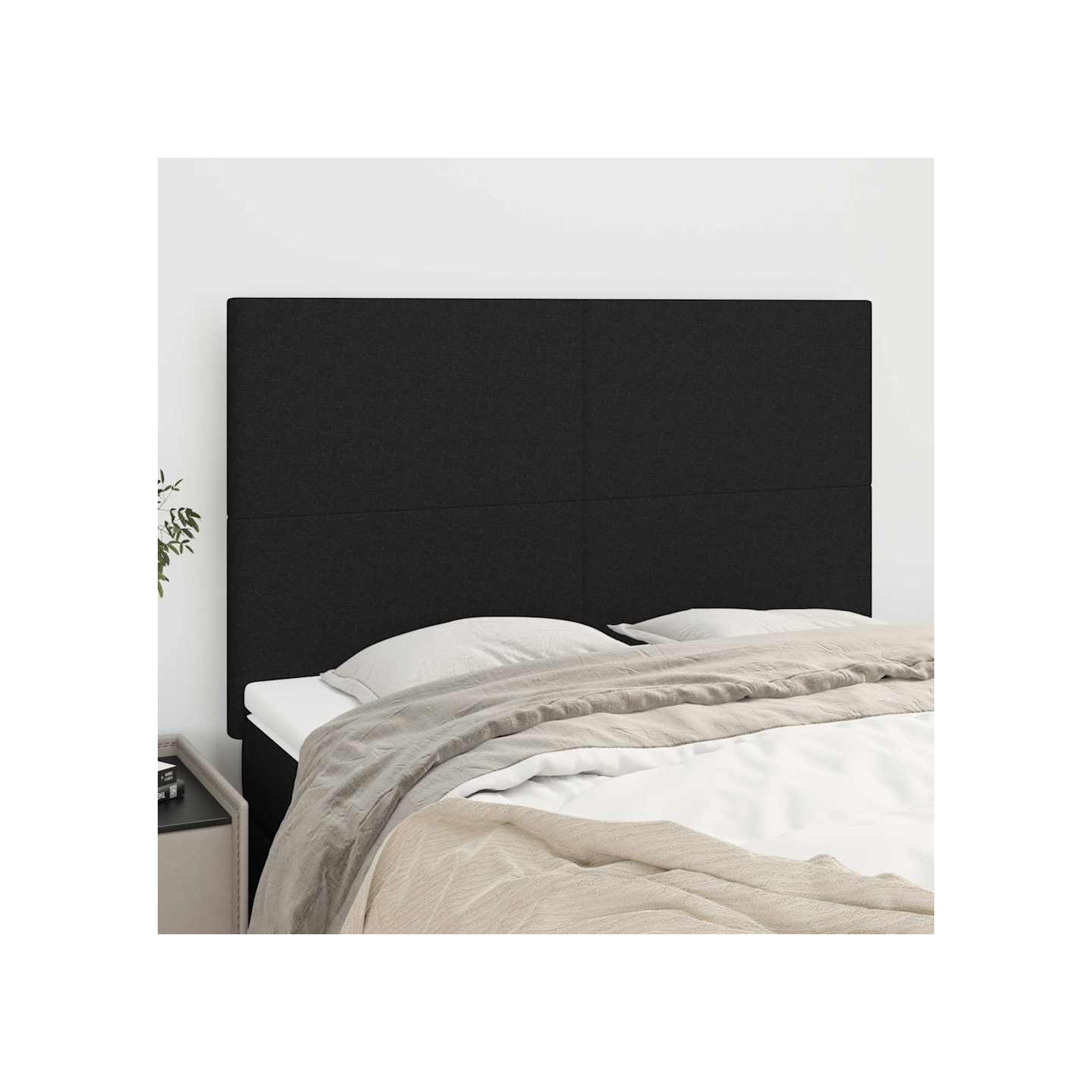 Tête de lit Noir 144x5x118/128 cm Tissu