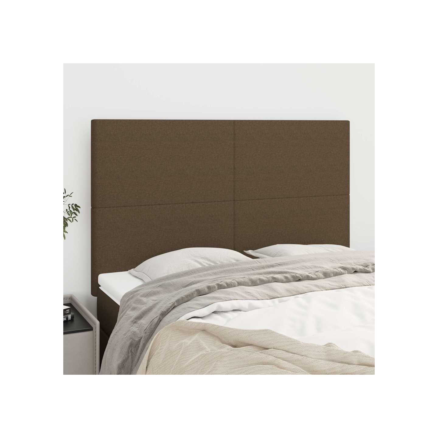 Tête de lit Marron foncé 144 x 5 x 118/128 cm Tissu