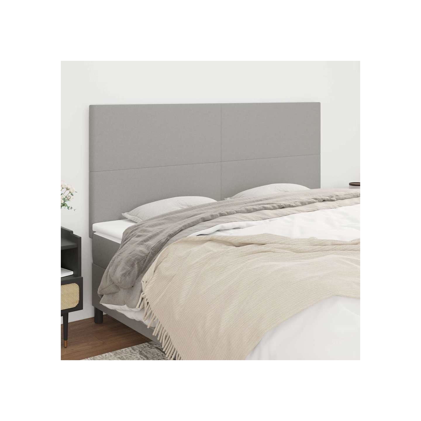 Tête de lit Gris clair 200x5x118/128 cm Tissu
