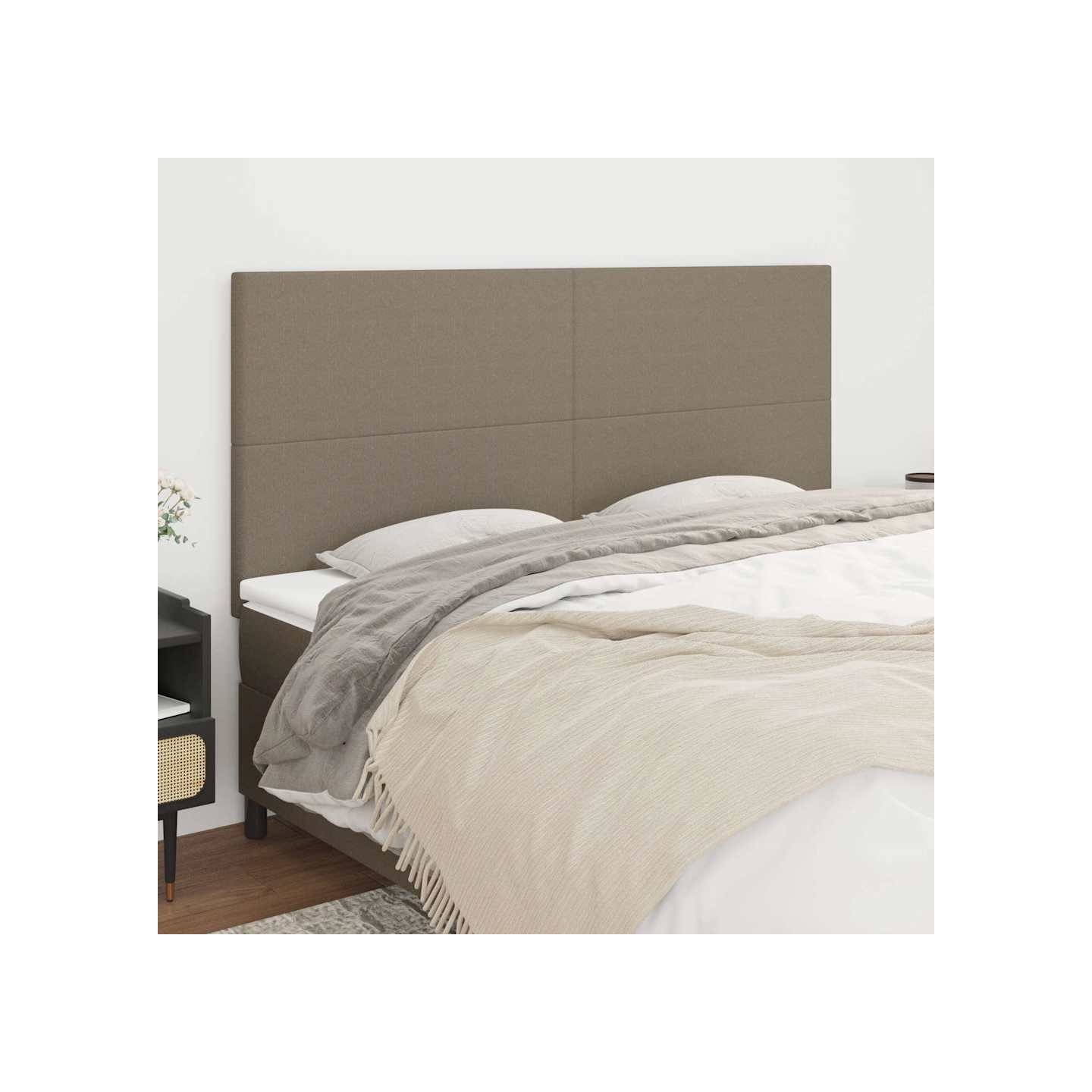Tête de lit Taupe 180x5x118/128 cm Tissu