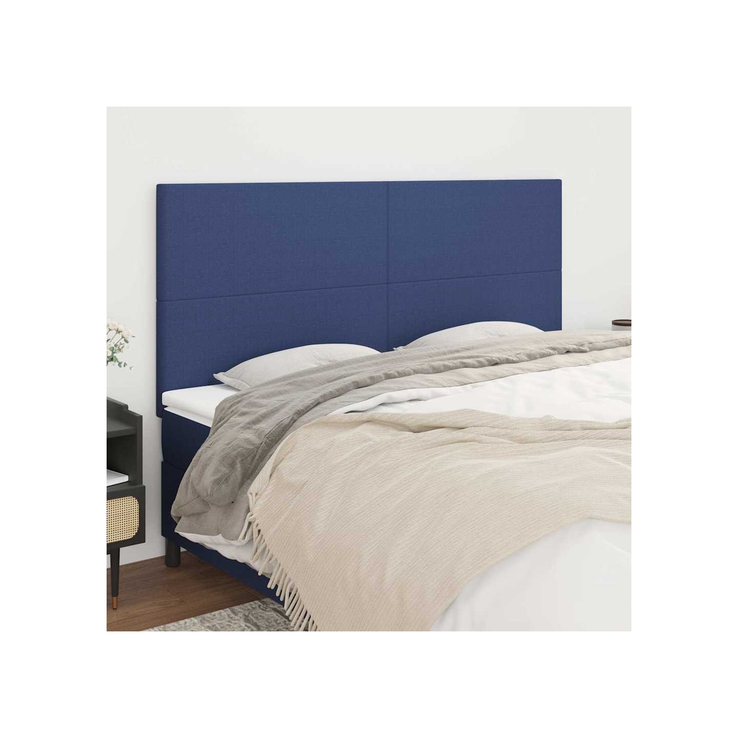 Tête de lit Bleu 160x5x118/128 cm Tissu