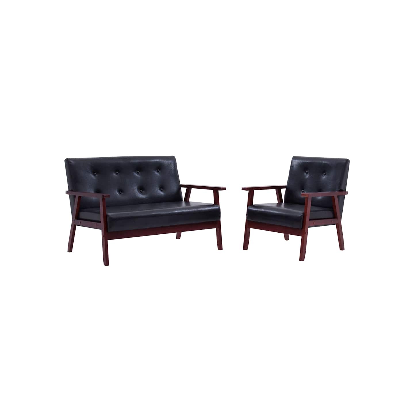 Ensemble de canapés 2 pcs noir similicuir