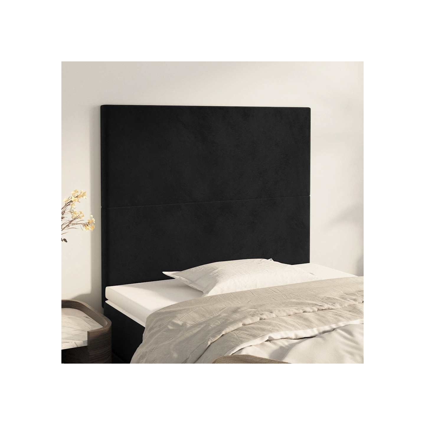Tête de lit Noir 90x5x118/128 cm Velours