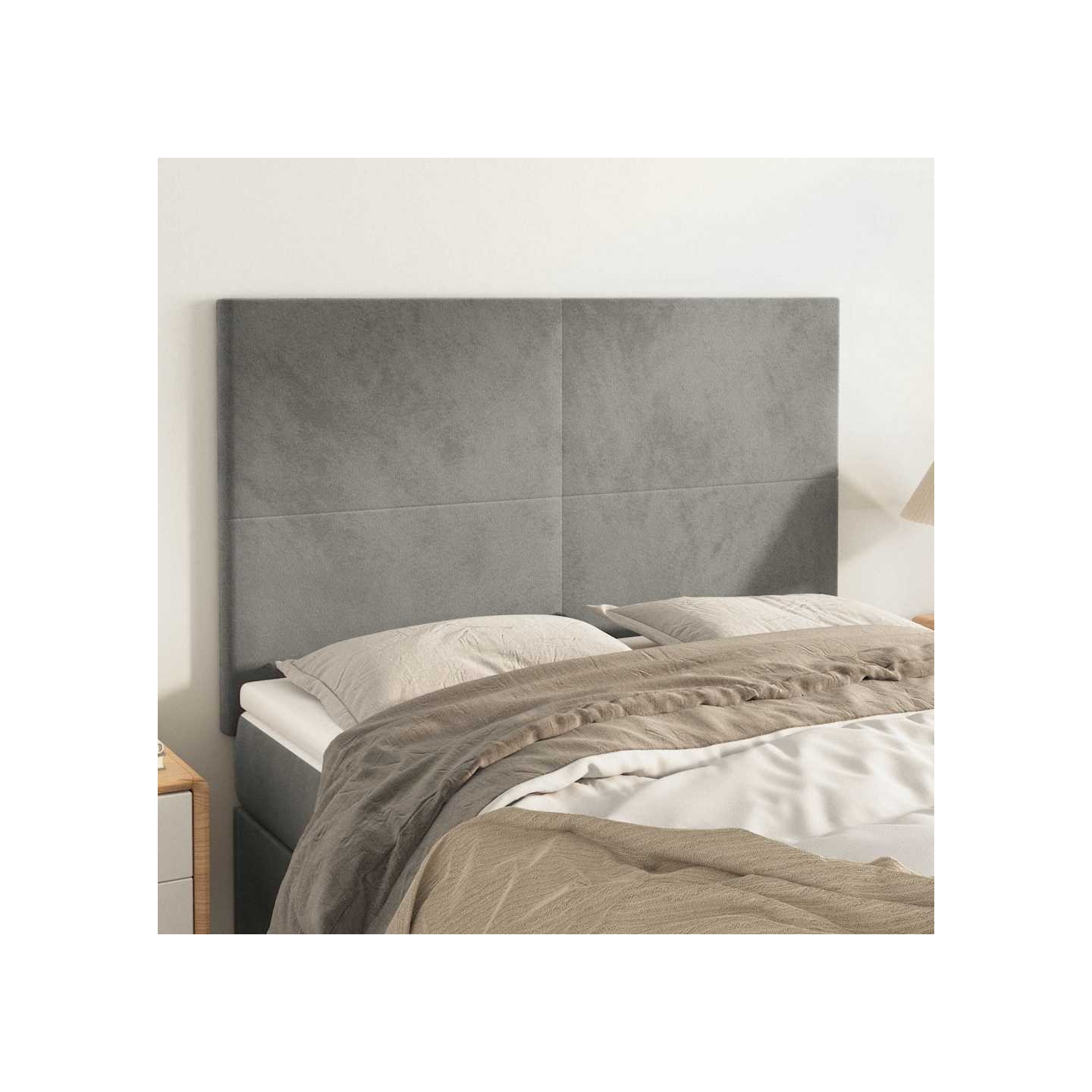 Tête de lit Gris clair 144 x 5 x 118/128 cm Velours