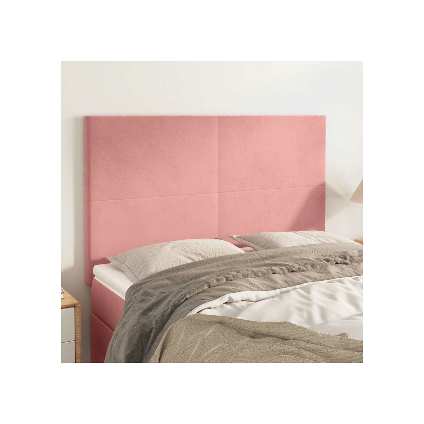 Tête de lit Rose 144x5x118/128 cm Velours