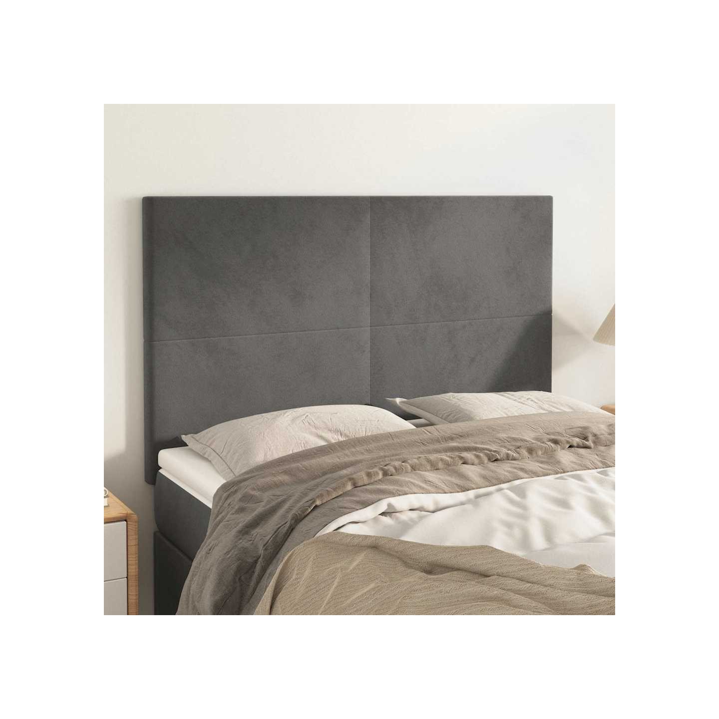 Tête de lit Gris foncé 144 x 5 x 118/128 cm Velours