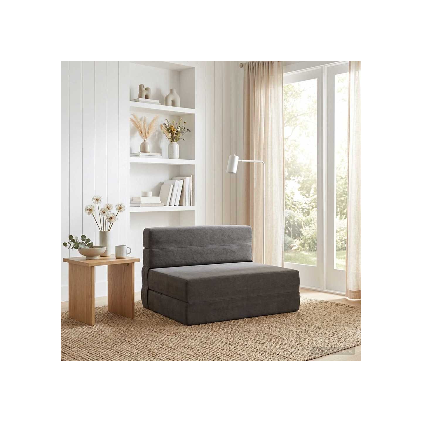 Canapé-lit pliable Gris foncé 70 x 72 x 60 cm Tissu