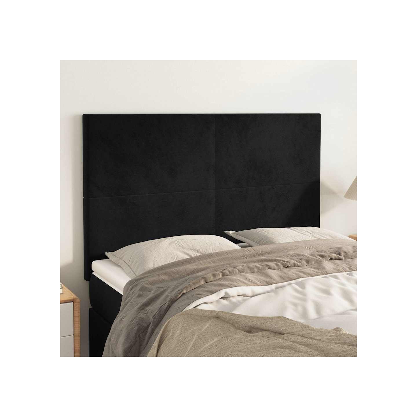 Tête de lit Noir 144x5x118/128 cm Velours