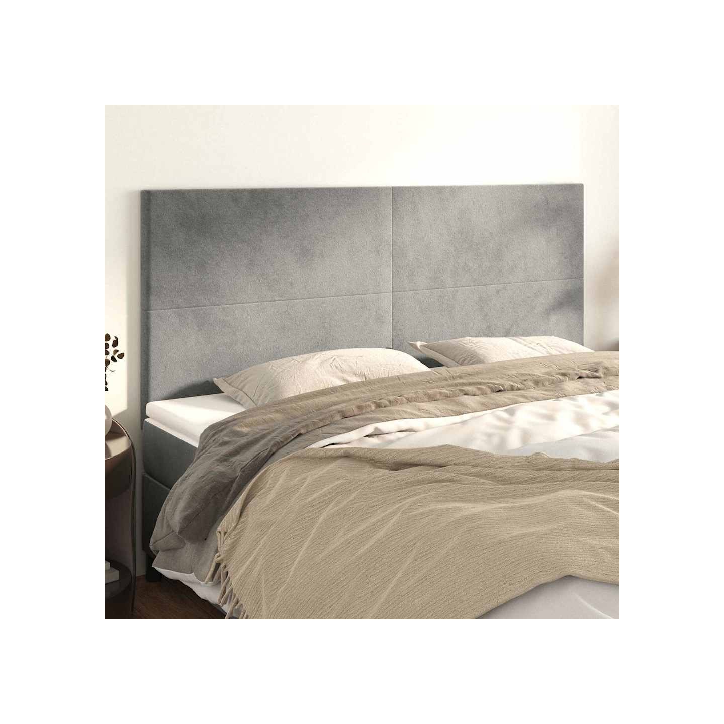 Tête de lit Gris clair 180x5x118/128 cm Velours