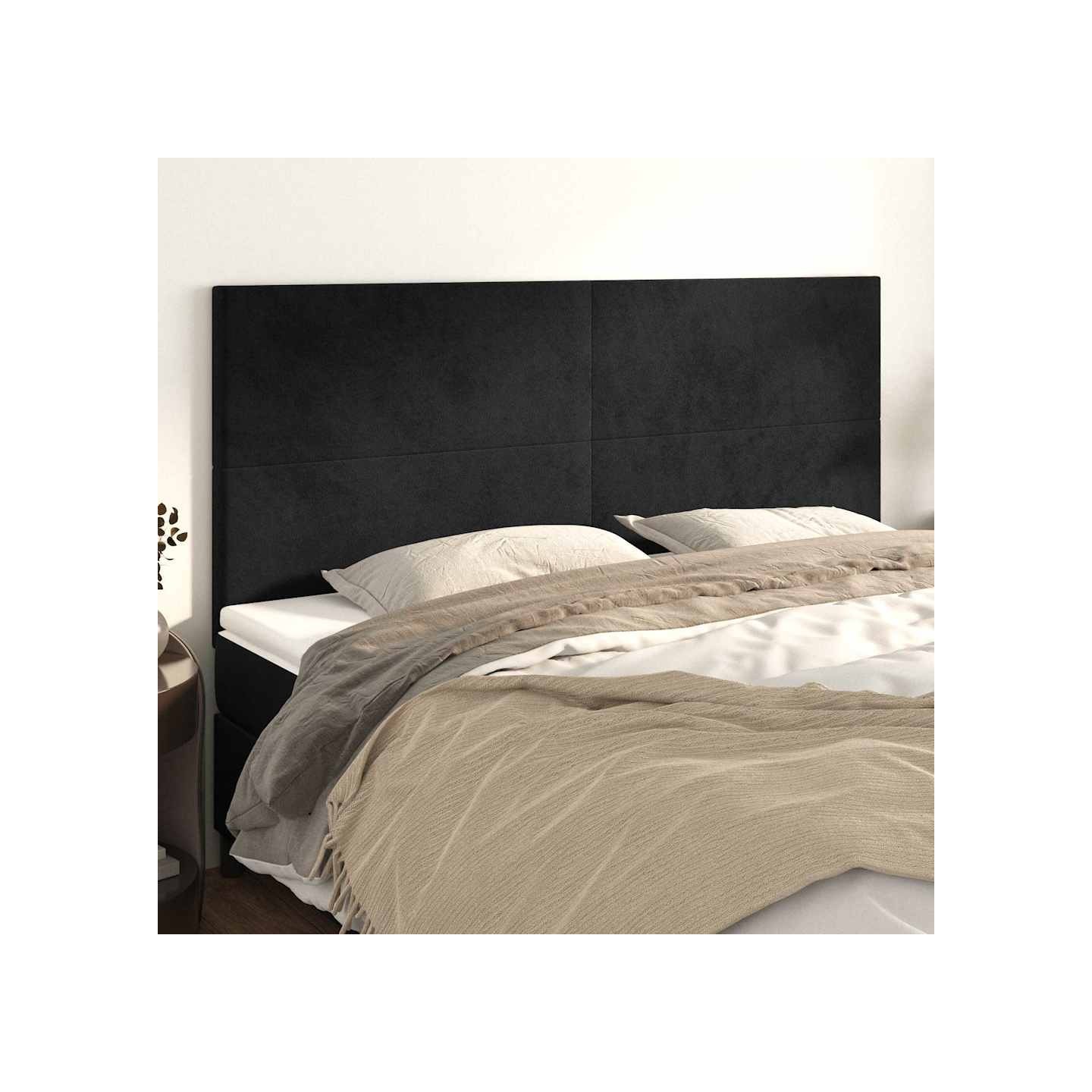 Tête de lit Noir 160x5x118/128 cm Velours