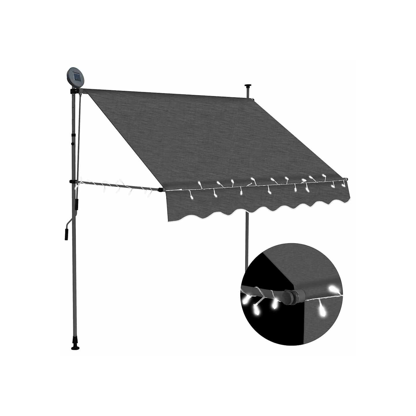 Auvent manuel rétractable avec LED 200 cm Anthracite