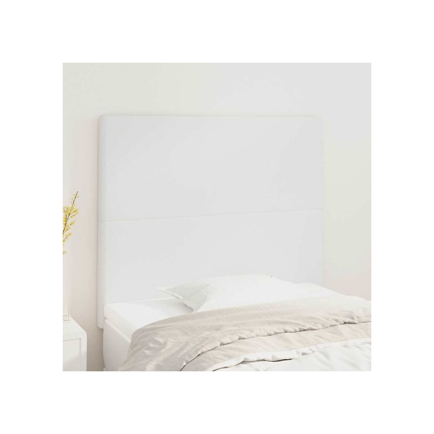 Tête de lit blanche 100 x 5 x 118/128 cm similicuir