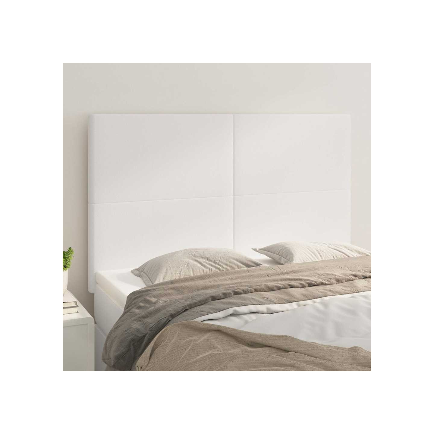 Tête de lit blanche 144 x 5 x 118/128 cm similicuir