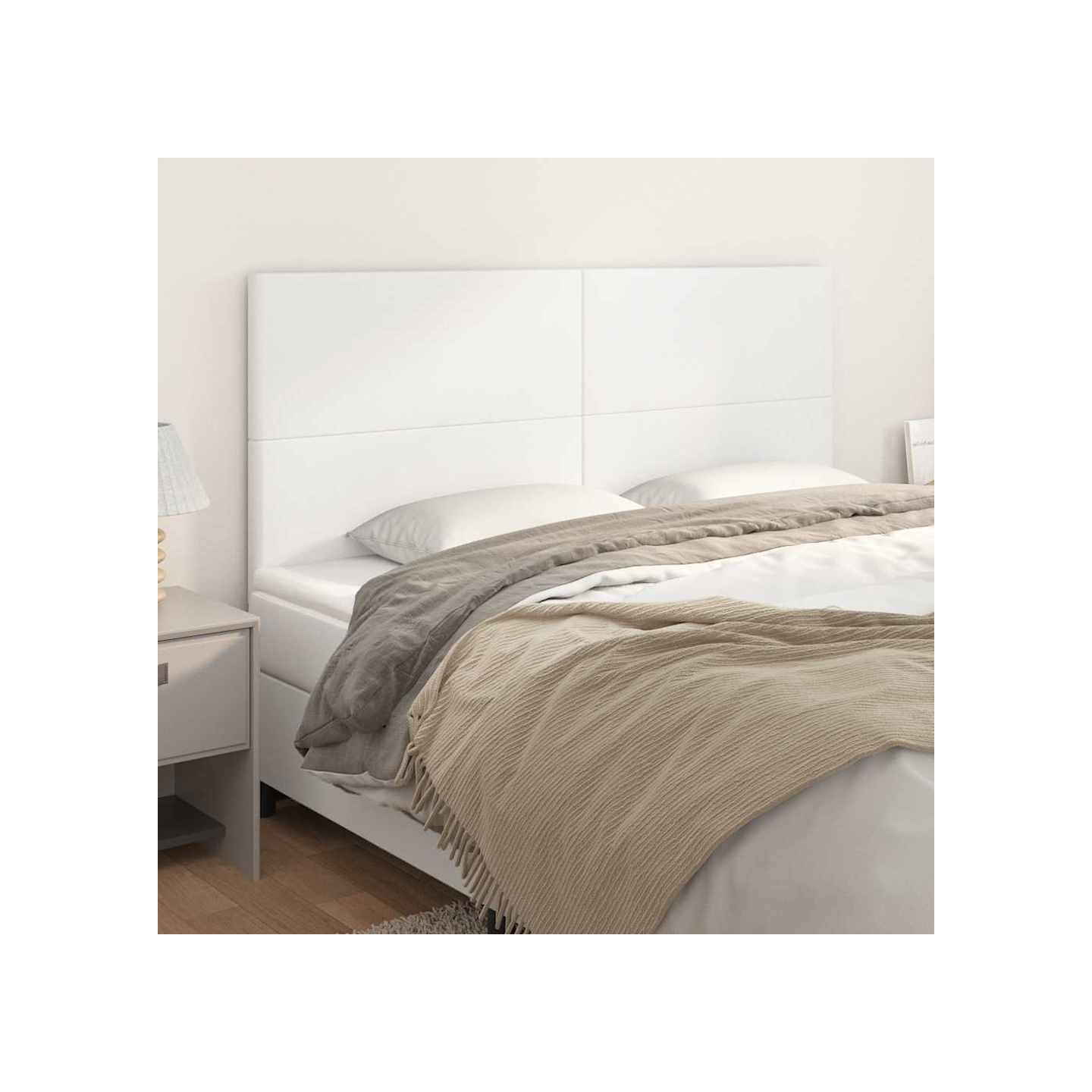 Tête de lit blanche 160 x 5 x 118/128 cm similicuir