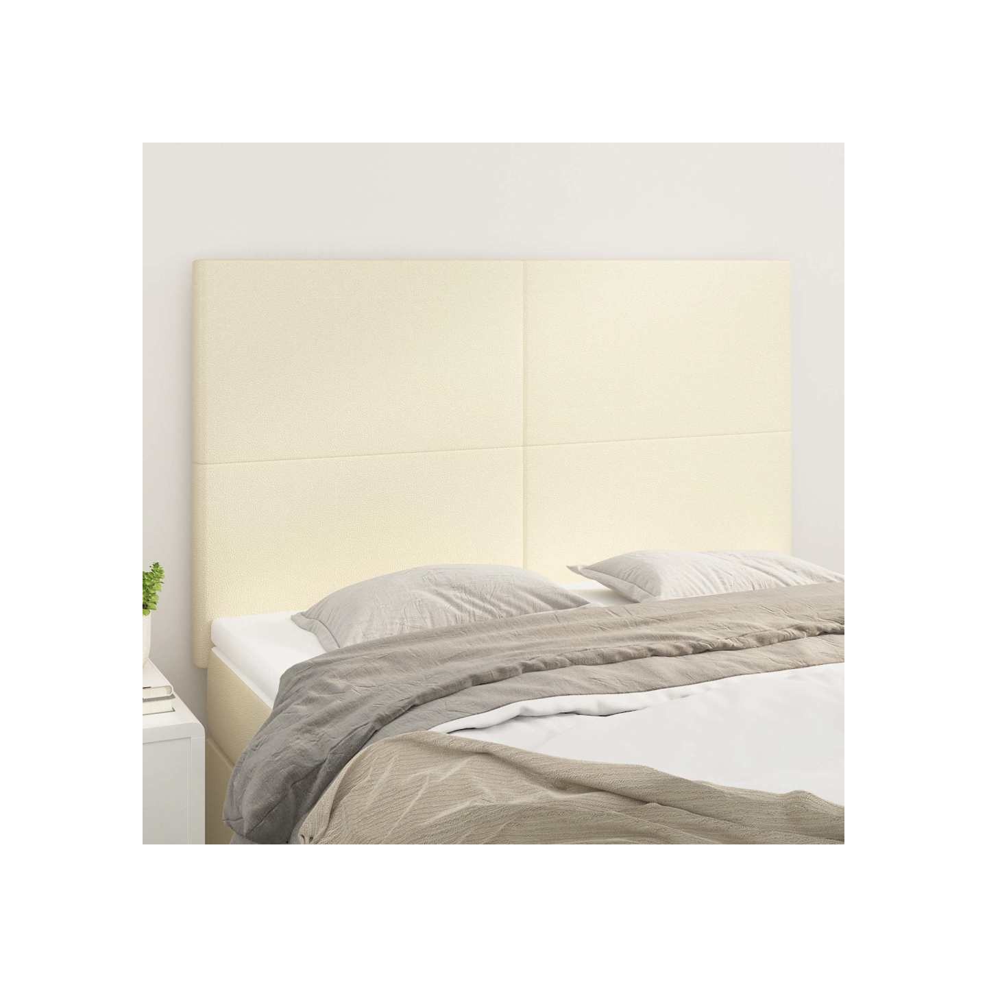 Tête de lit Crème 144x5x118/128 cm Similicuir