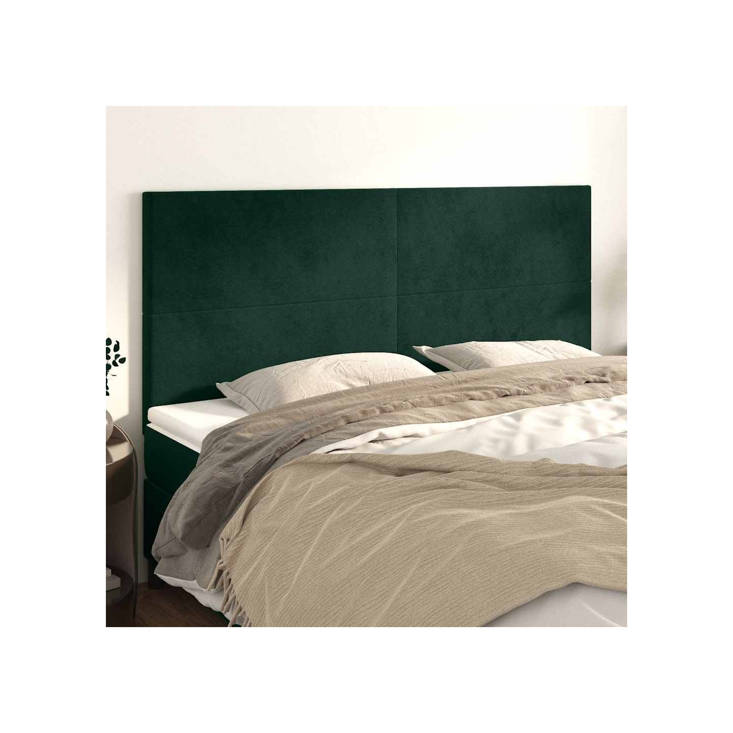 Tête de lit Vert foncé 200x5x118/128 cm Velours