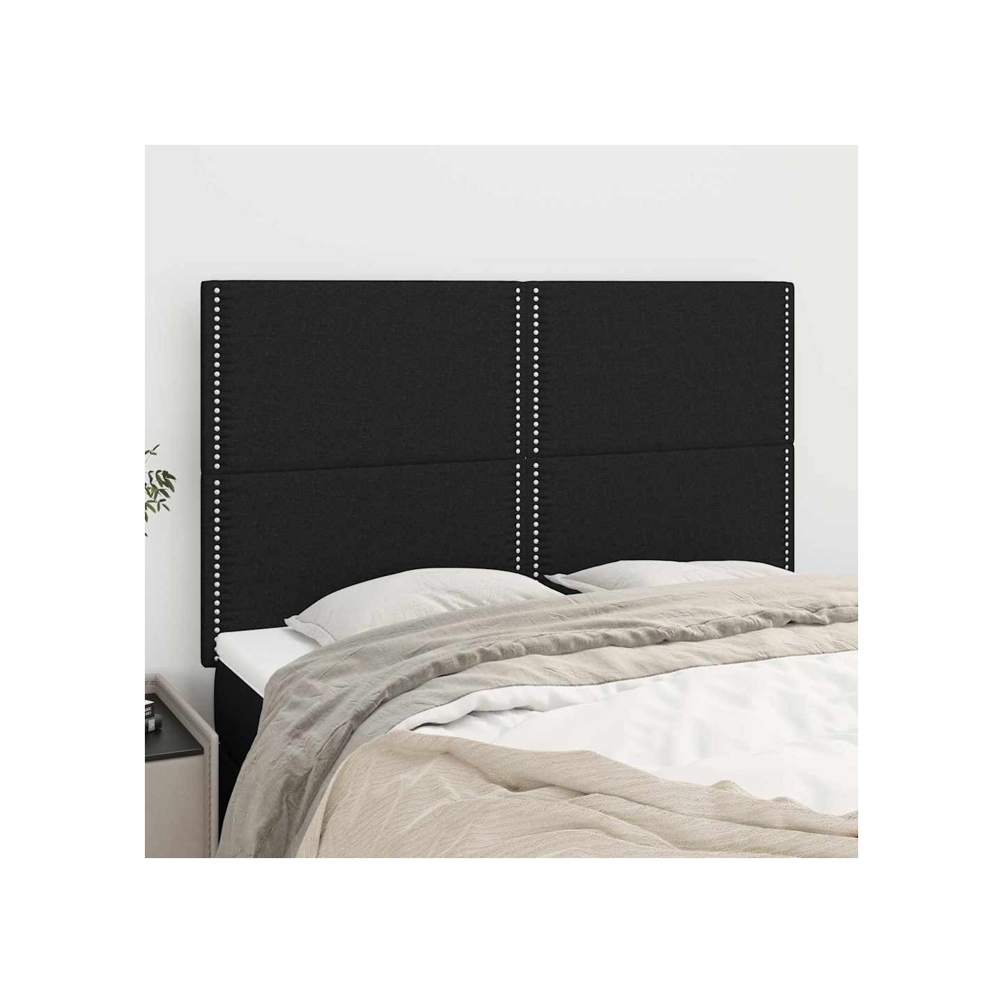 Tête de lit Noir 144x5x118/128 cm Tissu