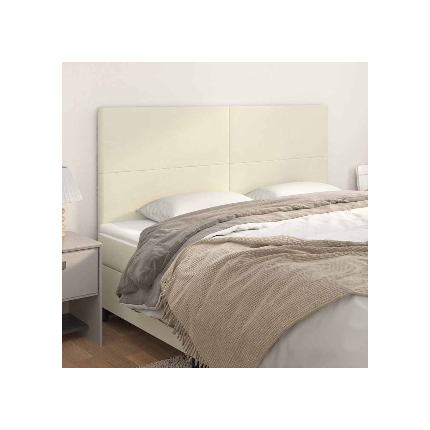 Tête de lit Crème 180x5x118/128 cm Similicuir