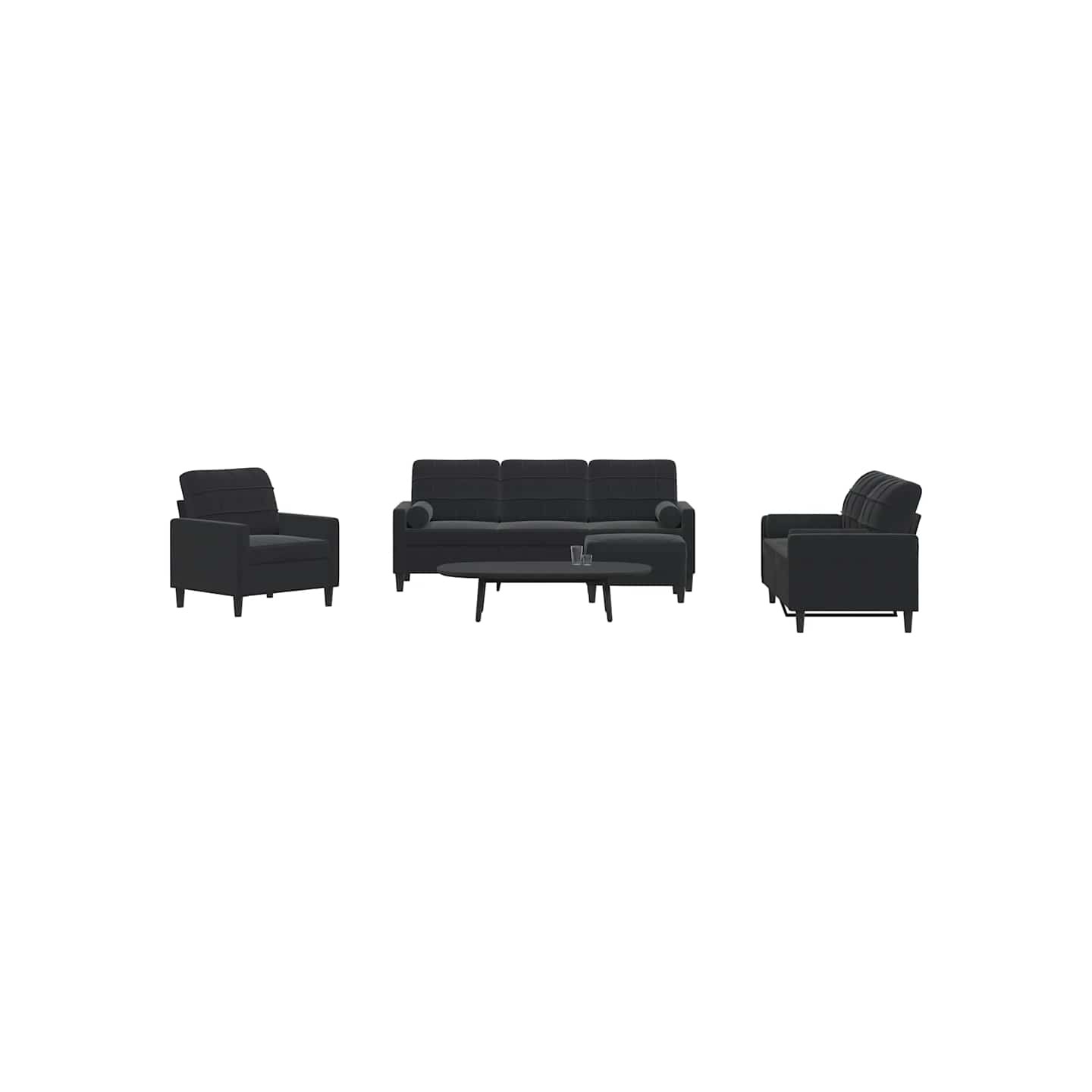 Ensemble de canapés 4pcs et coussins et traversins noir velours