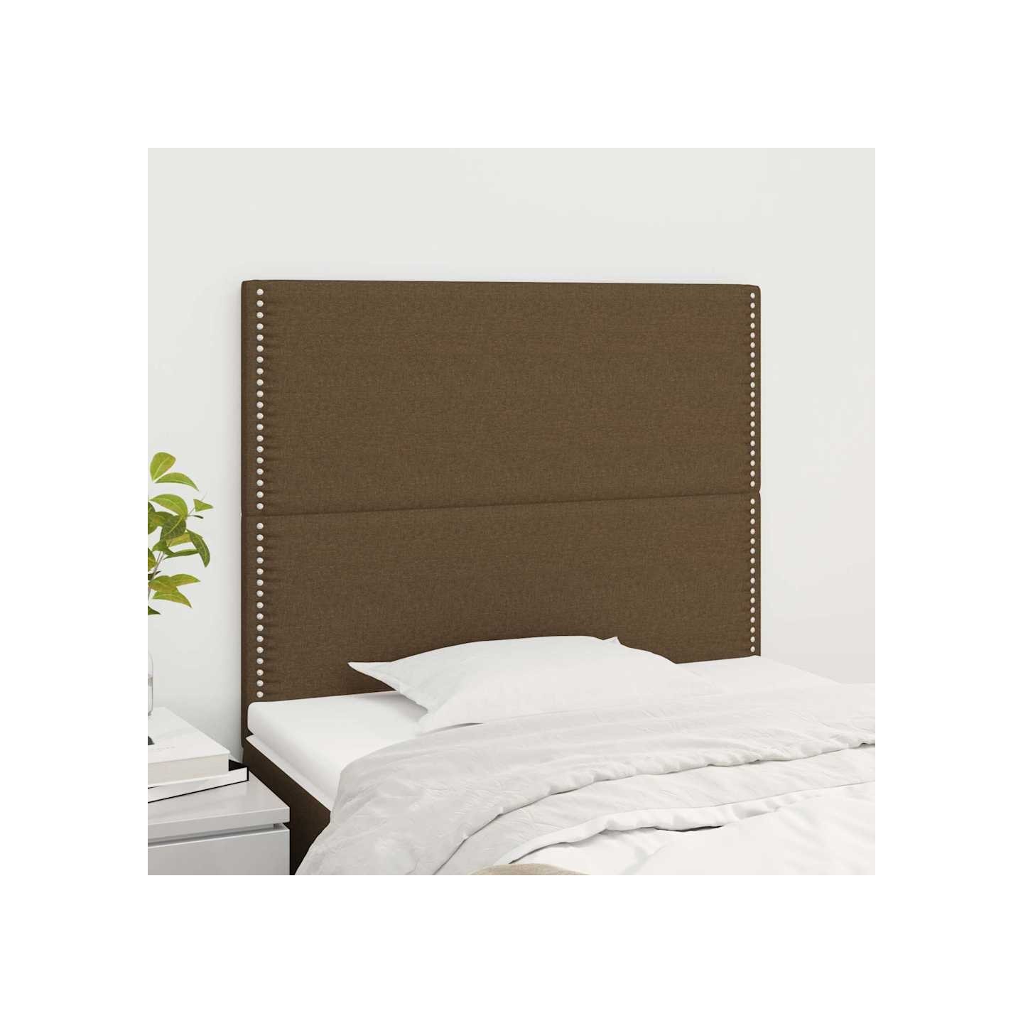 Tête de lit Marron foncé 90x5x118/128 cm Tissu