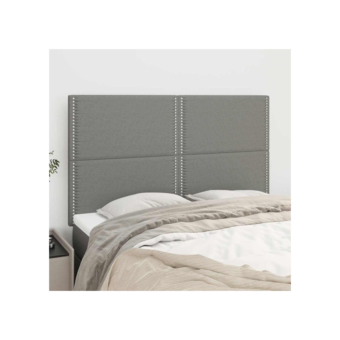 Tête de lit Gris foncé 144 x 5 x 118/128 cm Tissu