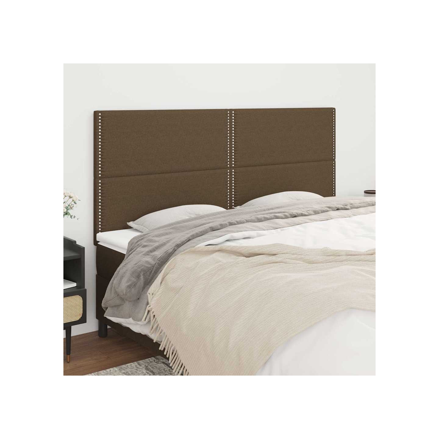 Tête de lit marron foncé 180 x 5 x 118/128 cm Tissu