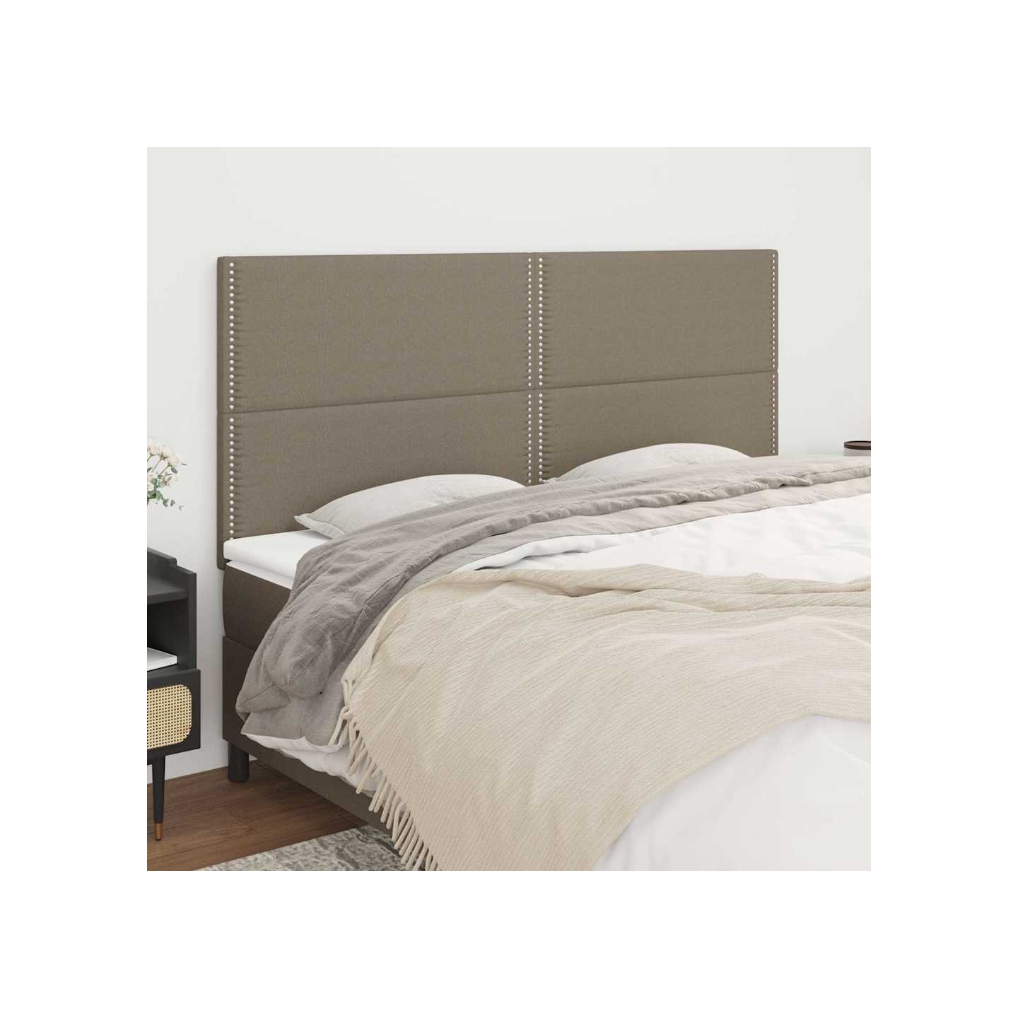 Tête de lit Taupe 180x5x118/128 cm Tissu