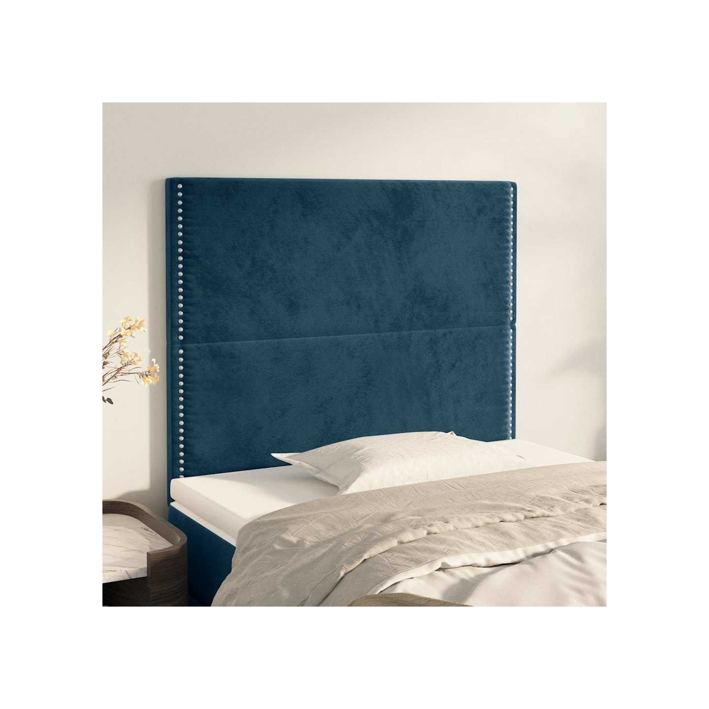 Tête de lit Bleu foncé 100x5x118/128 cm Velours