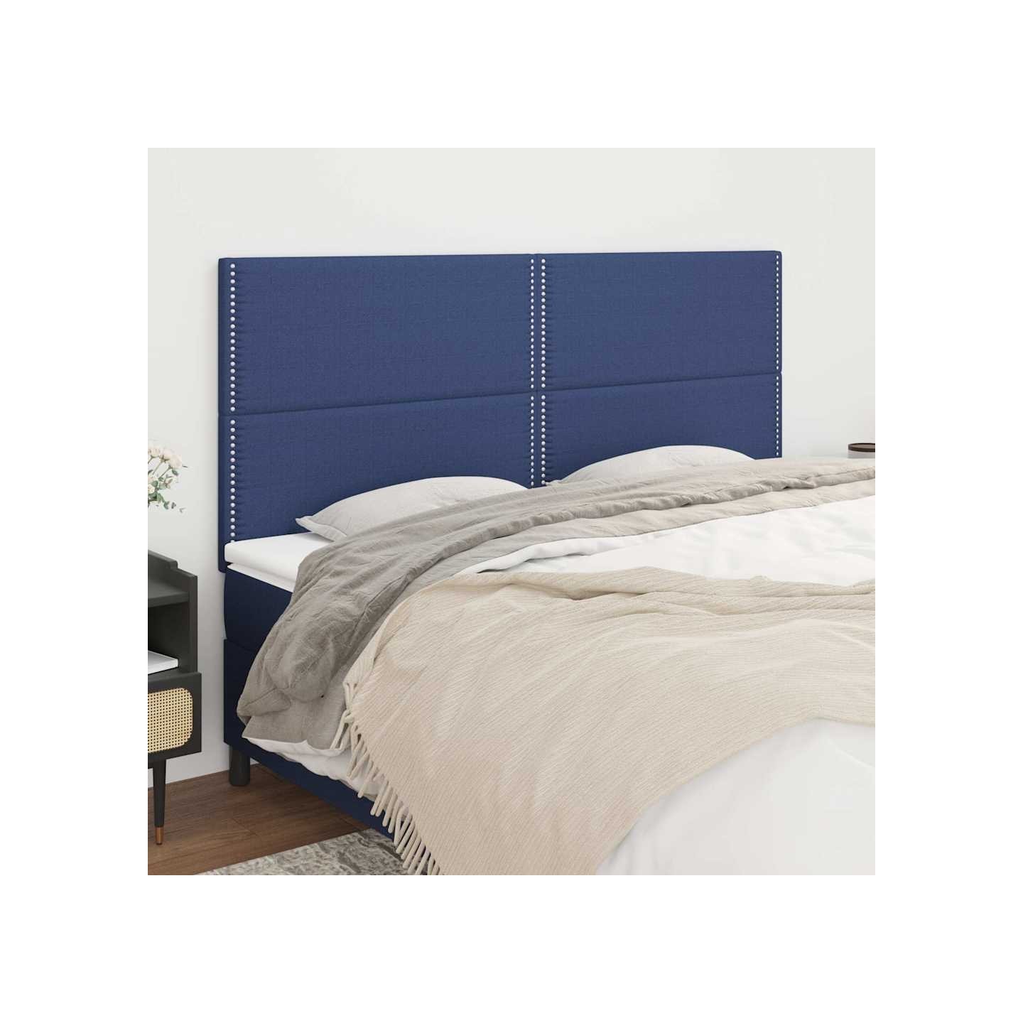 Tête de lit Bleu 200x5x118/128 cm Tissu