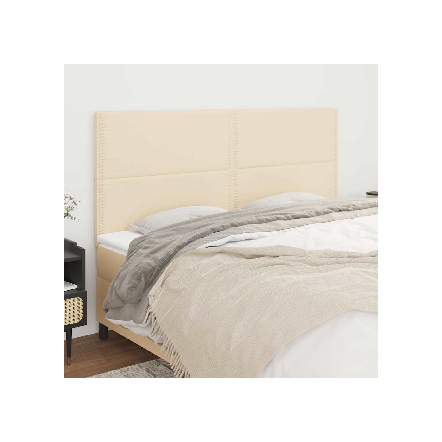 Tête de lit Crème 180x5x118/128 cm Tissu