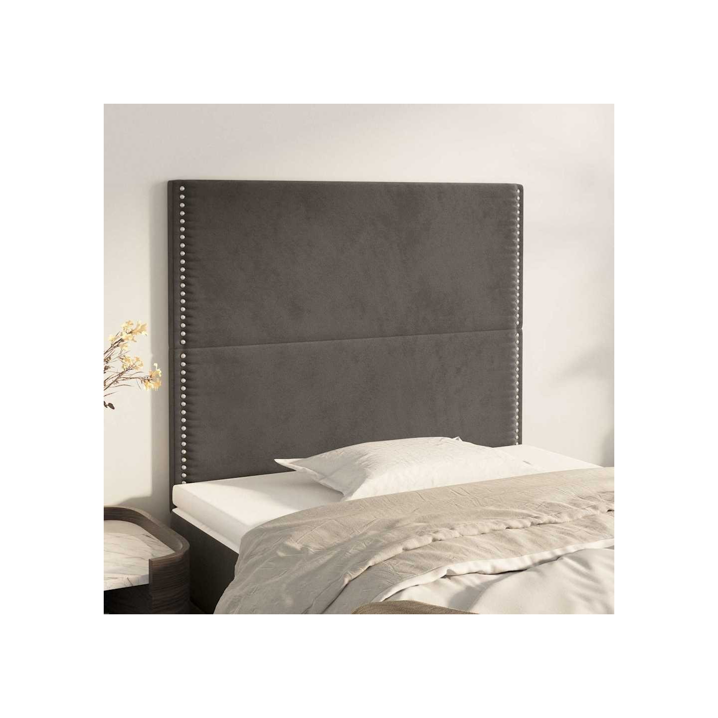 Tête de lit Gris foncé 80x5x118/128 cm Velours