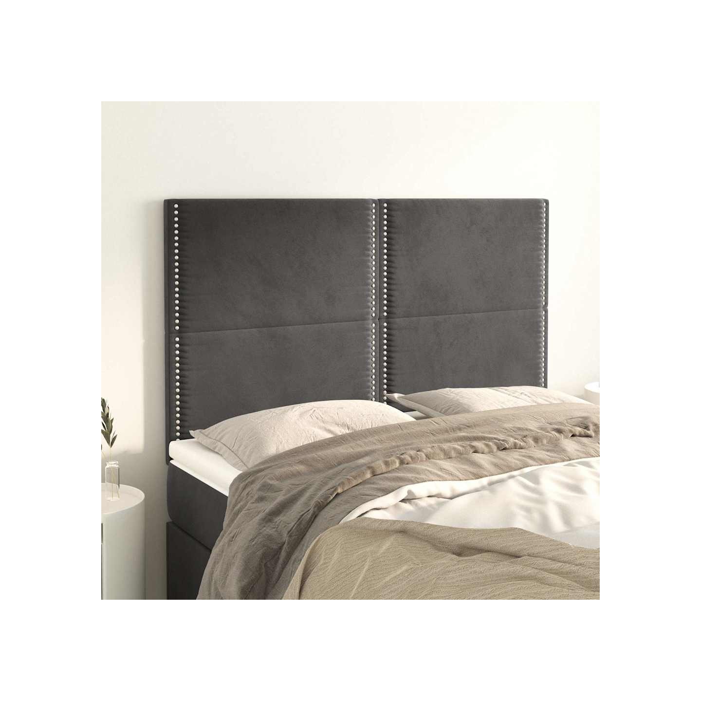 Tête de lit Gris foncé 144 x 5 x 118/128 cm Velours