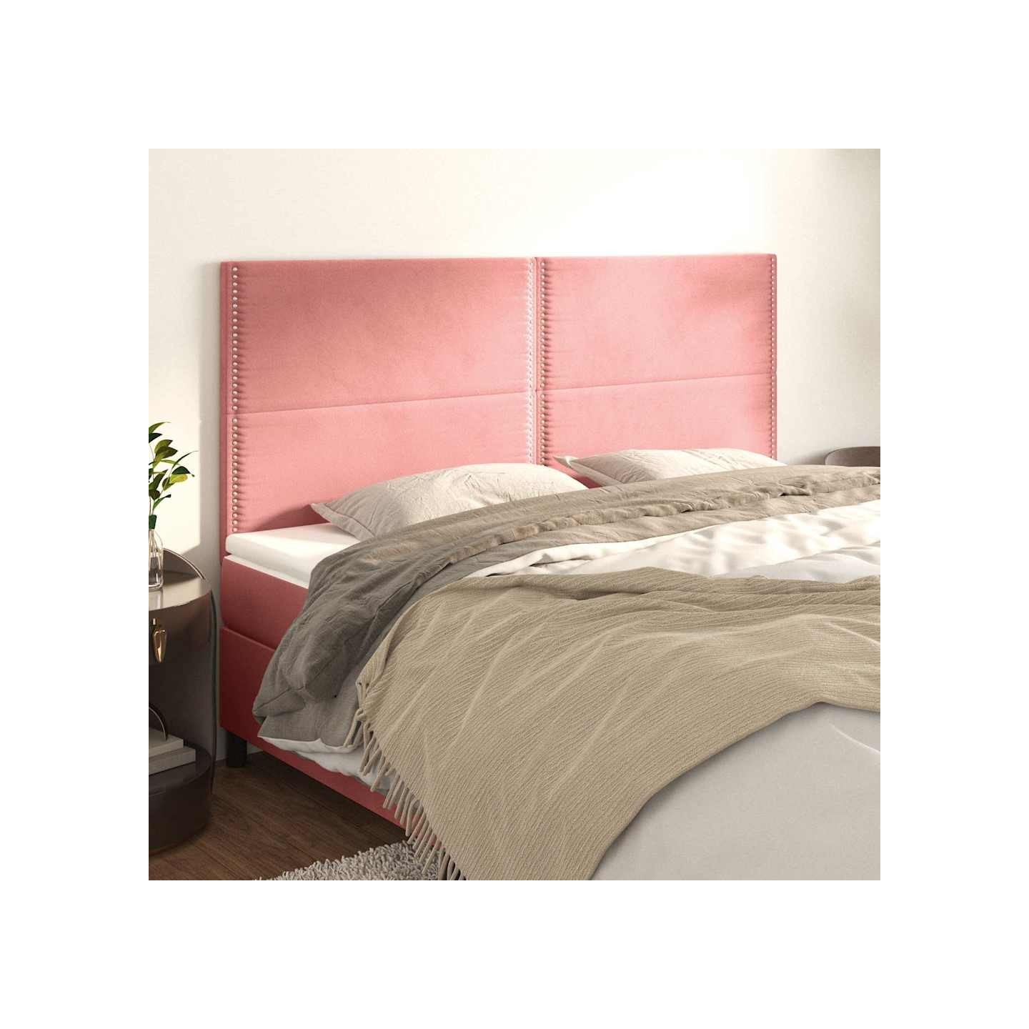 Tête de lit Rose 200x5x118/128 cm Velours