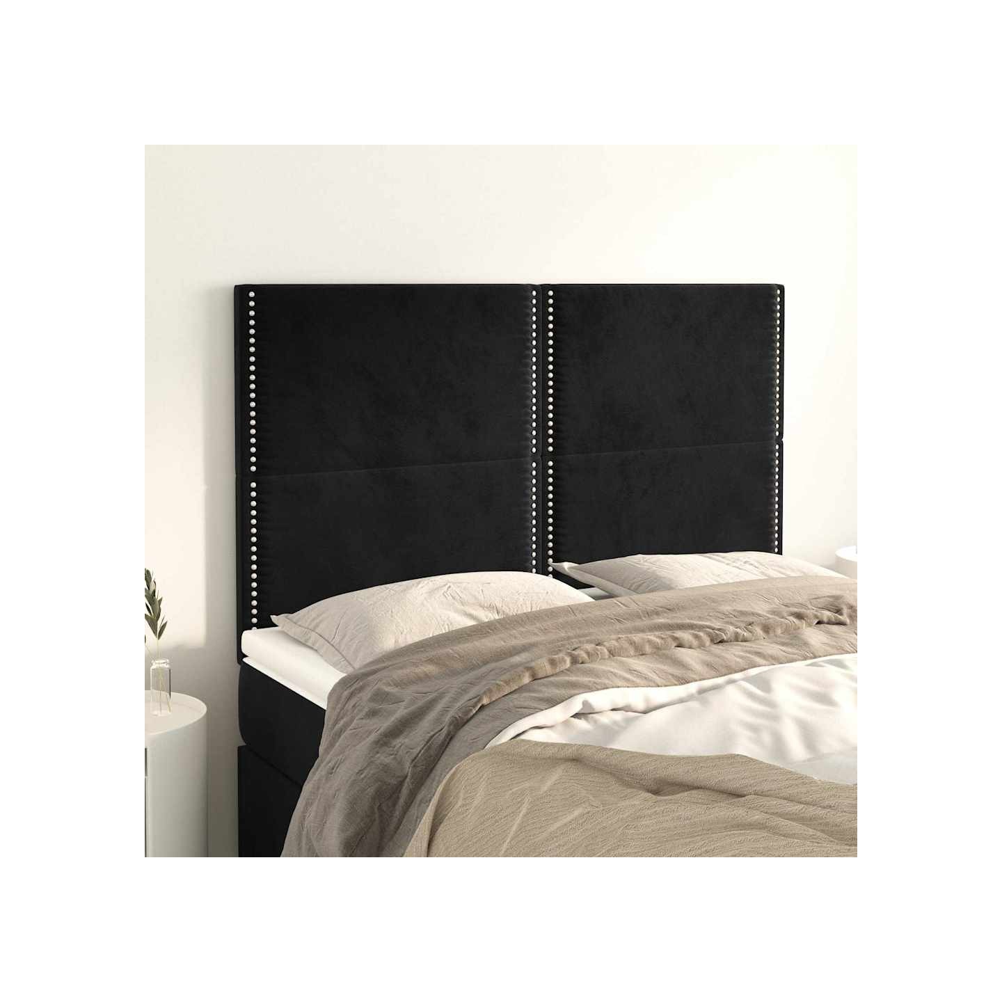 Tête de lit Noir 144x5x118/128 cm Velours