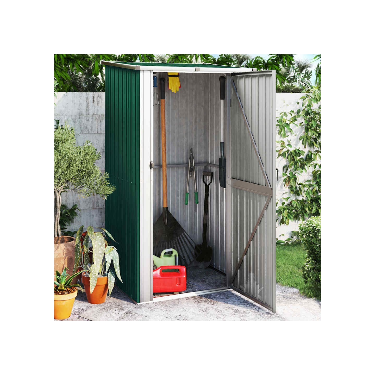 Abri de jardin vert 118,5 x 97 x 209,5 cm Acier galvanisé