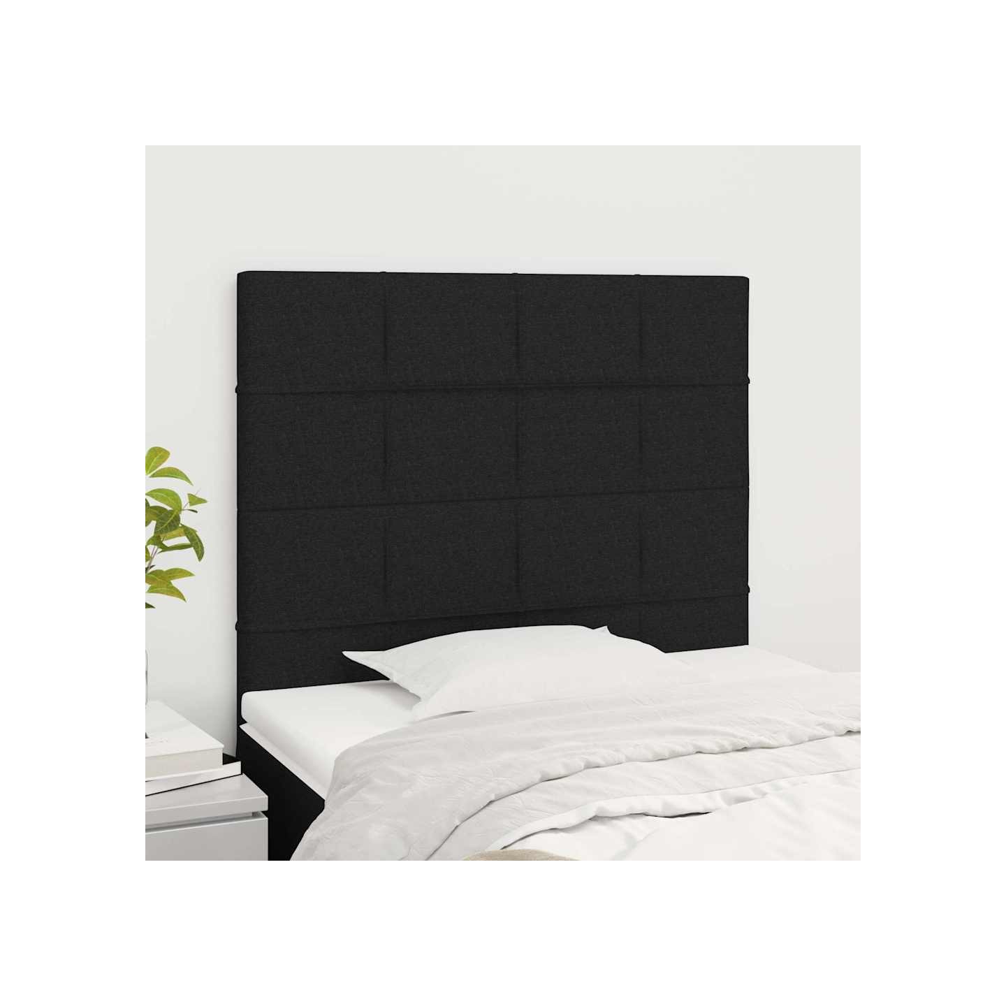 Tête de lit Noir 90x5x118/128 cm Tissu