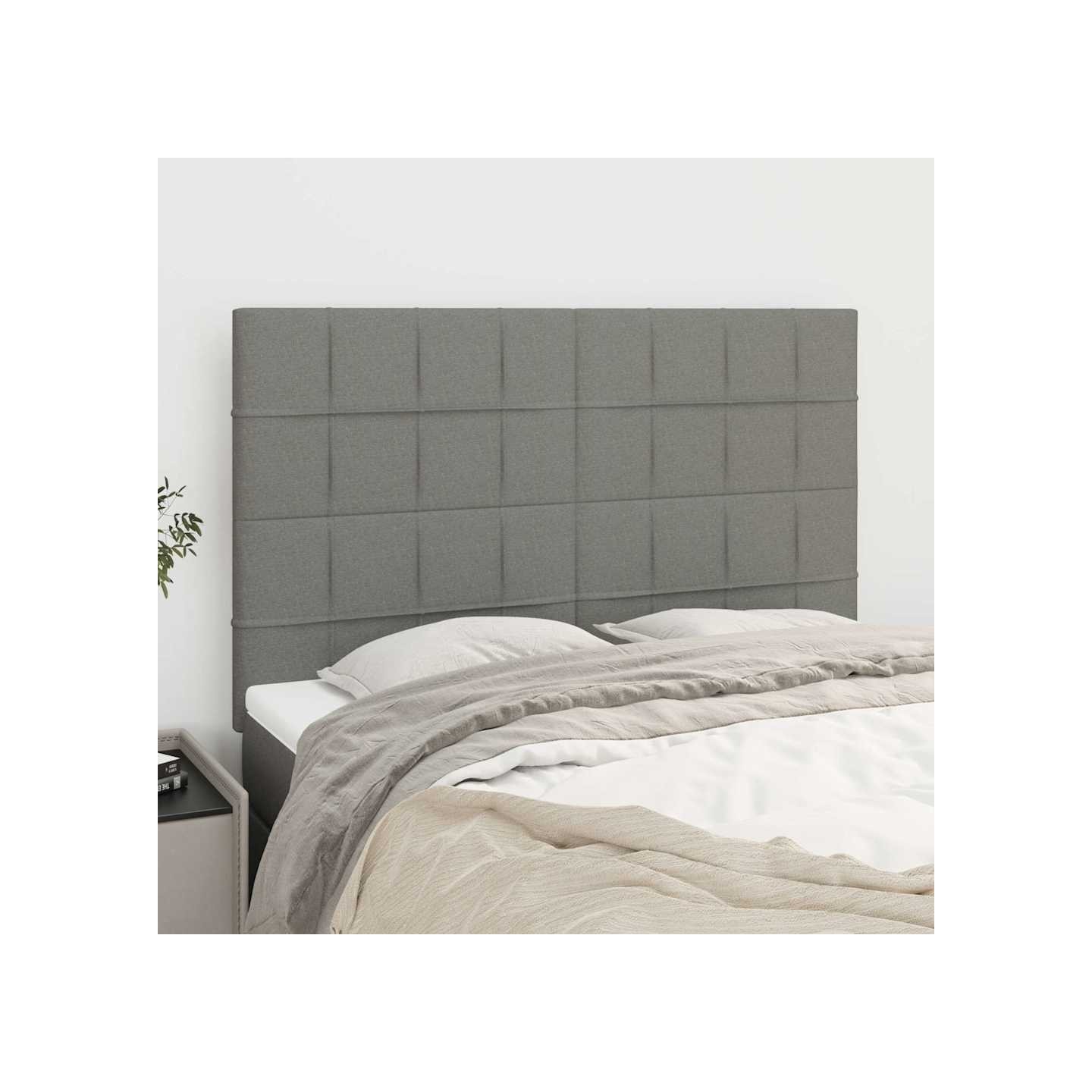 Tête de lit Gris foncé 144 x 5 x 118/128 cm Tissu